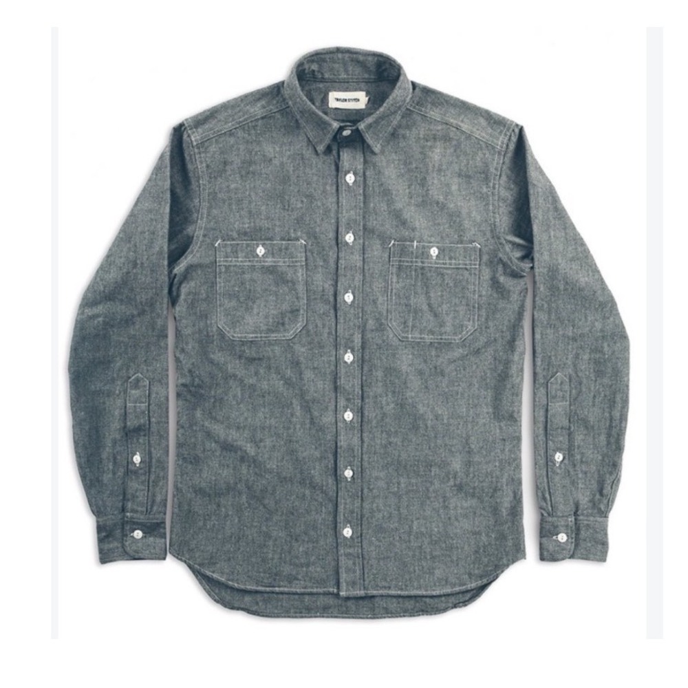 Taylor Stitch Utility Shirt Gray Cotton Button Down Men's Medium / 40